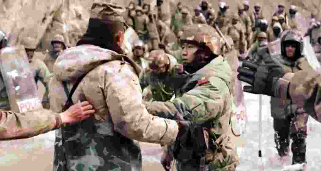 Indian and Chinese troops face off in the Galwan Valley on June 15, 2020. Indian and Chinese troops face off in the Galwan Valley on June 15, 2020.