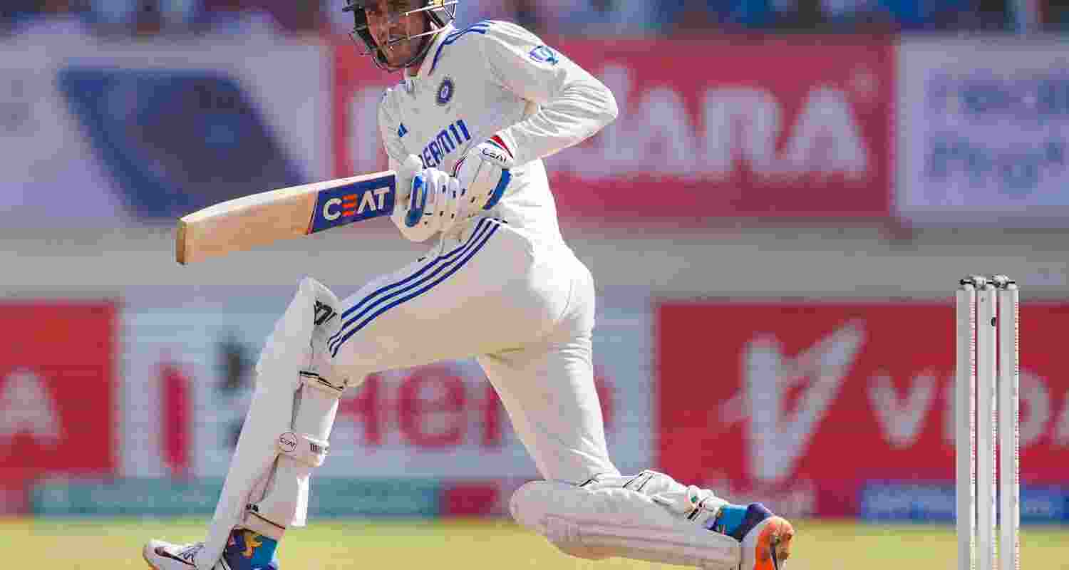 India's Shubman Gill plays a shot during the 4th day of the 3rd cricket Test match between India and England, at Niranjan Shah Stadium, in Rajkot on Sunday. India's Shubman Gill plays a shot during the 4th day of the 3rd cricket Test match between India and England, at Niranjan Shah Stadium, in Rajkot on Sunday.
