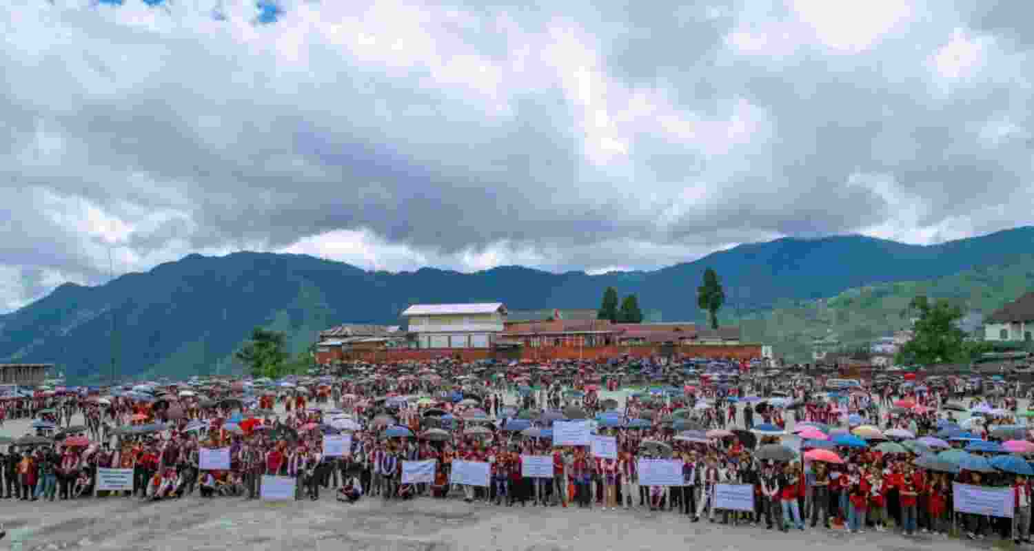 People of Tuensang town during a public rally demanding a separate Frontier Nagaland state. People of Tuensang town during a public rally demanding a separate Frontier Nagaland state.