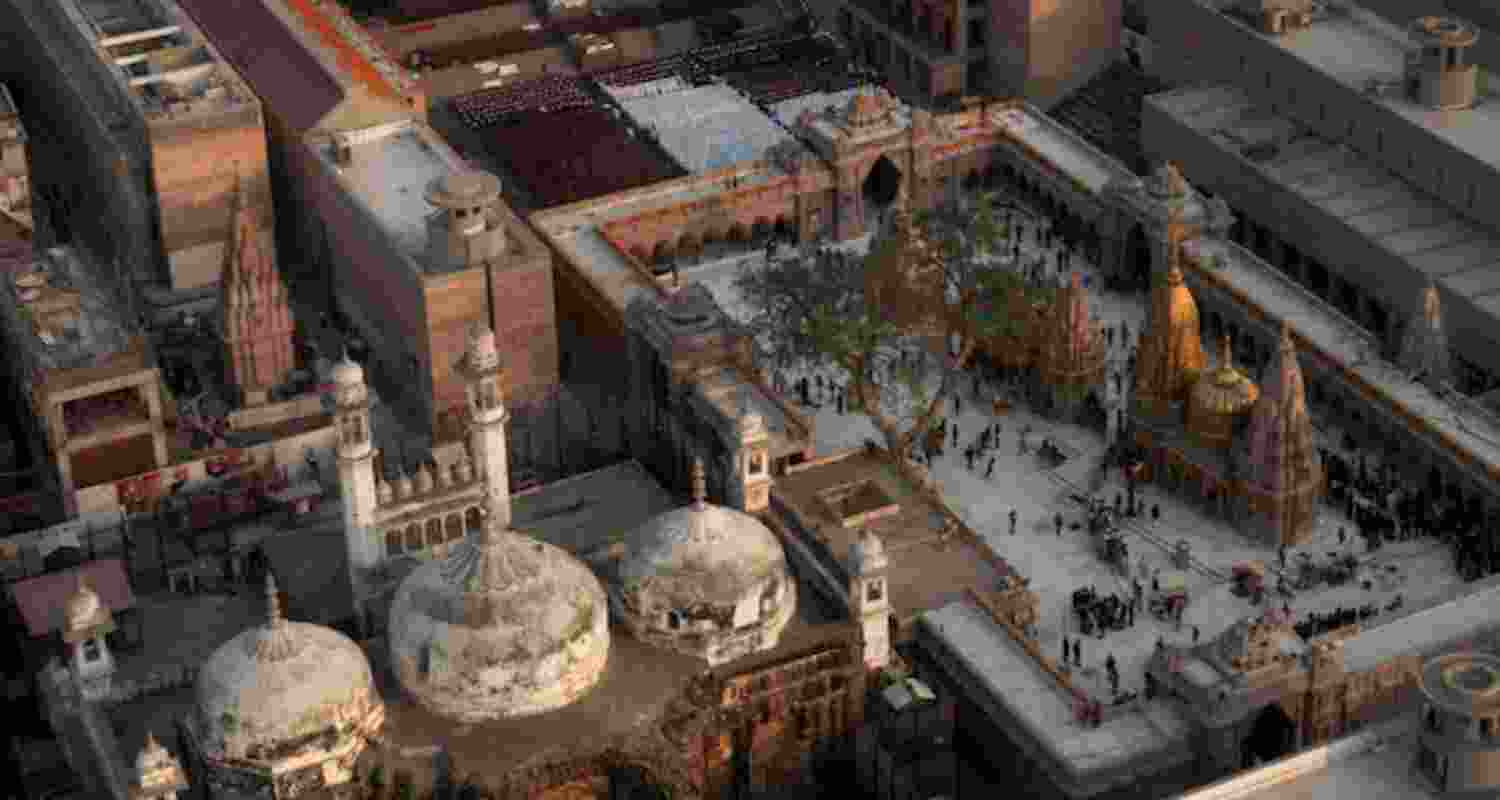An aerial view of the Gyanvapi mosque in Uttar Pradesh's Varanasi.  An aerial view of the Gyanvapi mosque in Uttar Pradesh's Varanasi.
