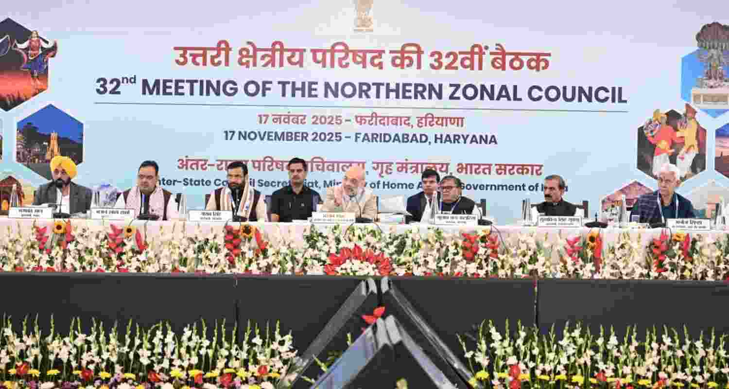 Himachal Chief Minister Thakur Sukhvinder Singh Sukhu, Union Home Minister Amit Shah and other participants at NZC meeting in Faridabad. Himachal Chief Minister Thakur Sukhvinder Singh Sukhu, Union Home Minister Amit Shah and other participants at NZC meeting in Faridabad.