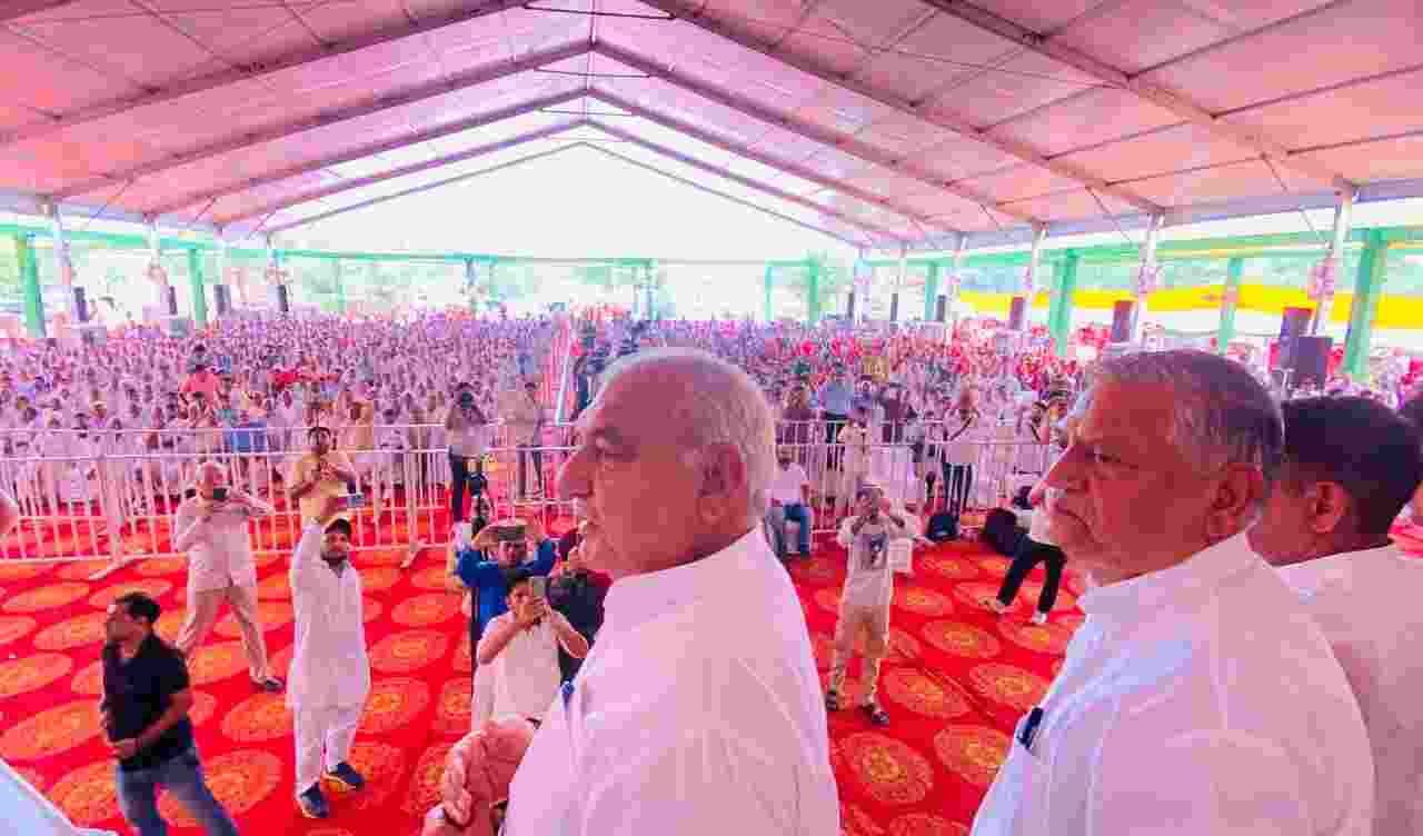 Speaking at an event organised on the birth anniversary of Guru Daksha Prajapati Maharaj Ji in Haryana’s Hisar on Sunday, Hooda accused the BJP of eliminating permanent government jobs through privatisation and skills corporatisation  Speaking at an event organised on the birth anniversary of Guru Daksha Prajapati Maharaj Ji in Haryana’s Hisar on Sunday, Hooda accused the BJP of eliminating permanent government jobs through privatisation and skills corporatisation