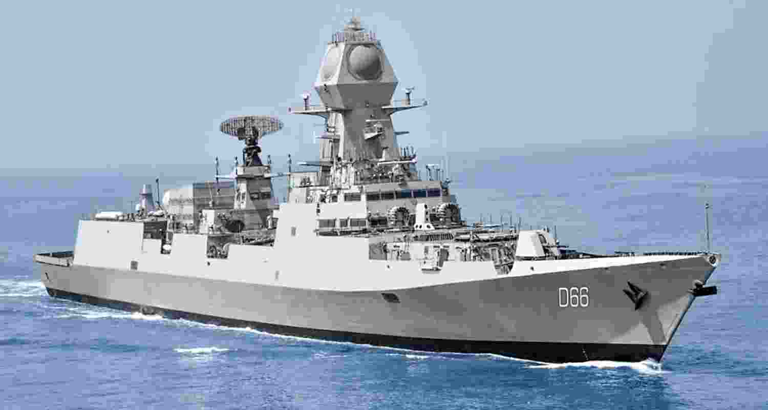 A guided missile destroyer of the Indian Navy intercepted a cargo vessel  Marshall Island-flagged ship  Gulf of Aden cargo vessel MV Genco Picardy South of Port Aden Red Sea and Arabian Sea A guided missile destroyer of the Indian Navy intercepted a cargo vessel  Marshall Island-flagged ship  Gulf of Aden cargo vessel MV Genco Picardy South of Port Aden Red Sea and Arabian Sea