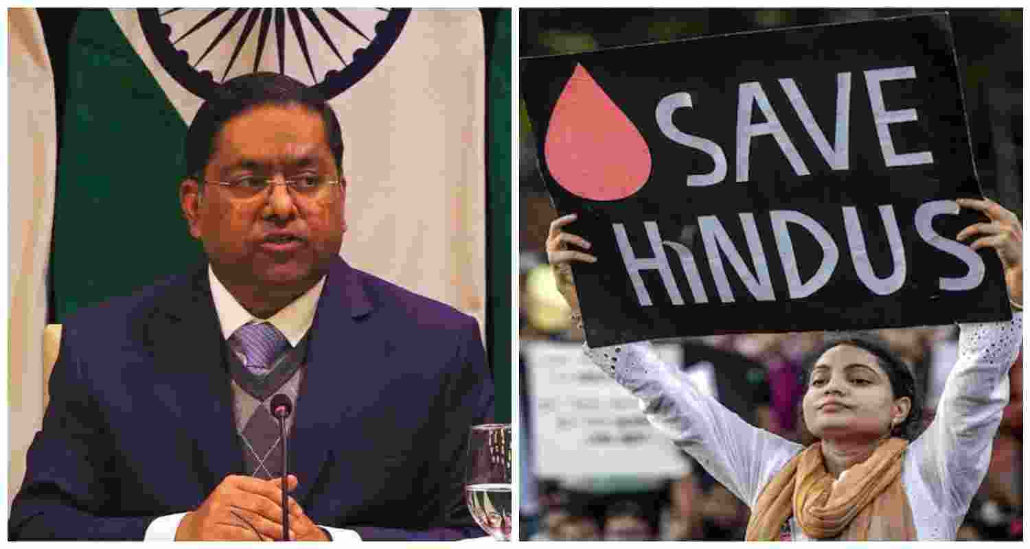 Ministry of External Affairs (MEA) spokesperson Randhir Jaiswal condemned recent attacks on Hindus in Chittagong, urging Bangladesh to curb extremist elements and ensure security for minorities amid rising communal tensions. Ministry of External Affairs (MEA) spokesperson Randhir Jaiswal condemned recent attacks on Hindus in Chittagong, urging Bangladesh to curb extremist elements and ensure security for minorities amid rising communal tensions.
