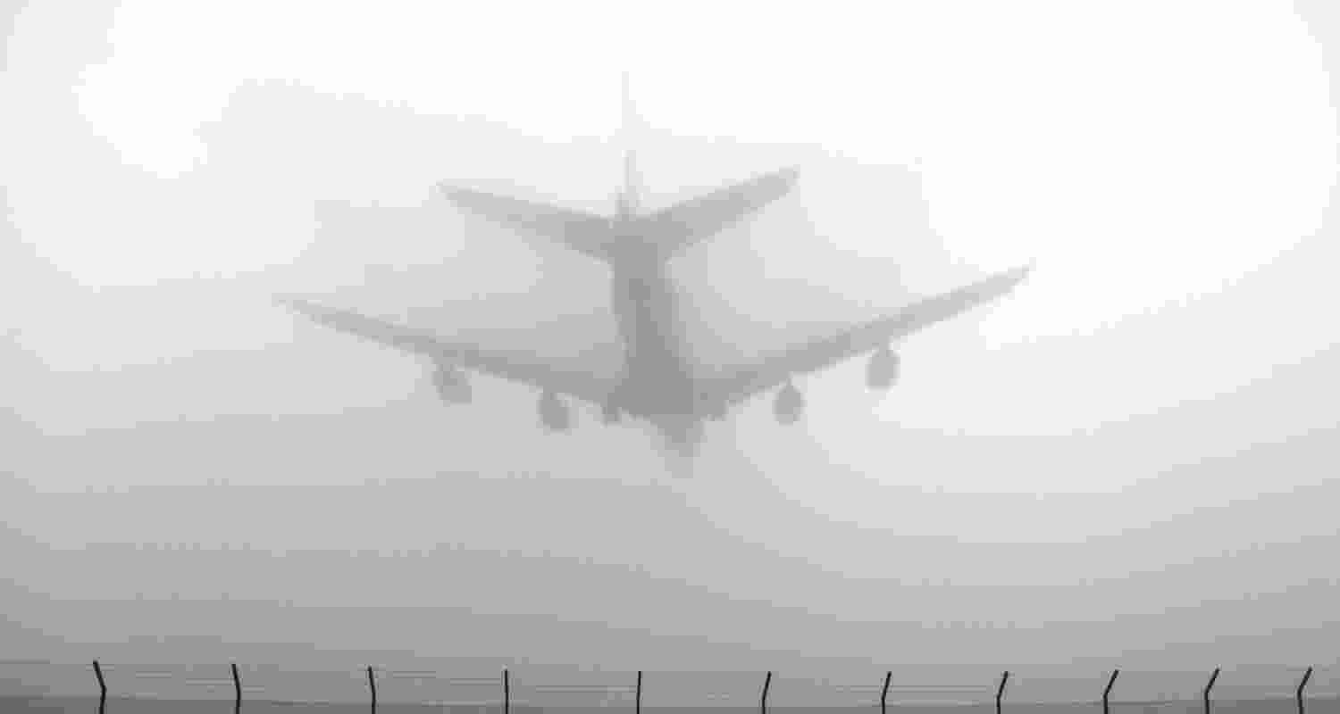 Due to low visibility in Jammu and adjoining areas on Monday, several flights were cancelled. Image: X Due to low visibility in Jammu and adjoining areas on Monday, several flights were cancelled. Image: X