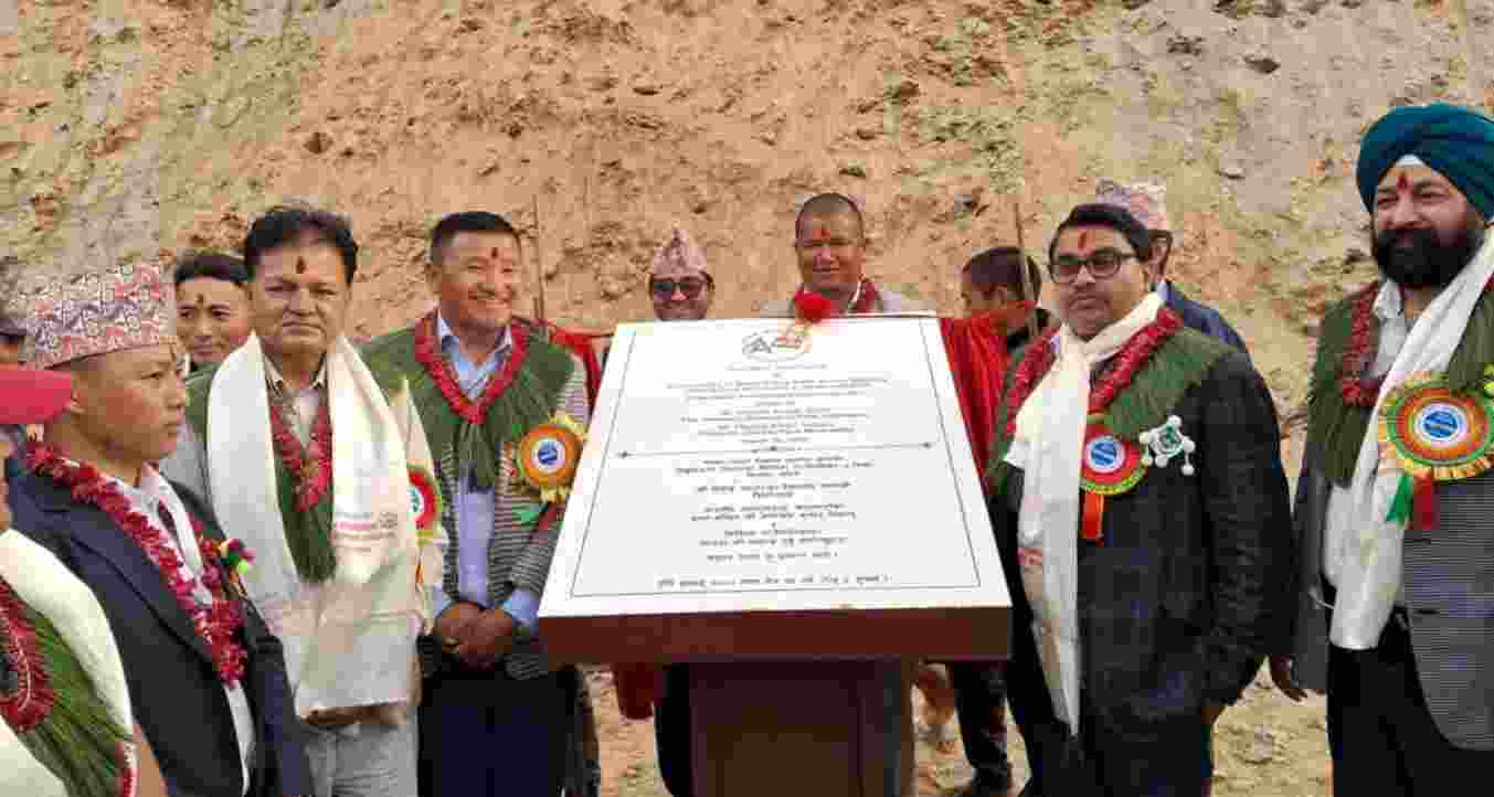 India laid the foundation stone for a school building in Nepal.  India laid the foundation stone for a school building in Nepal.