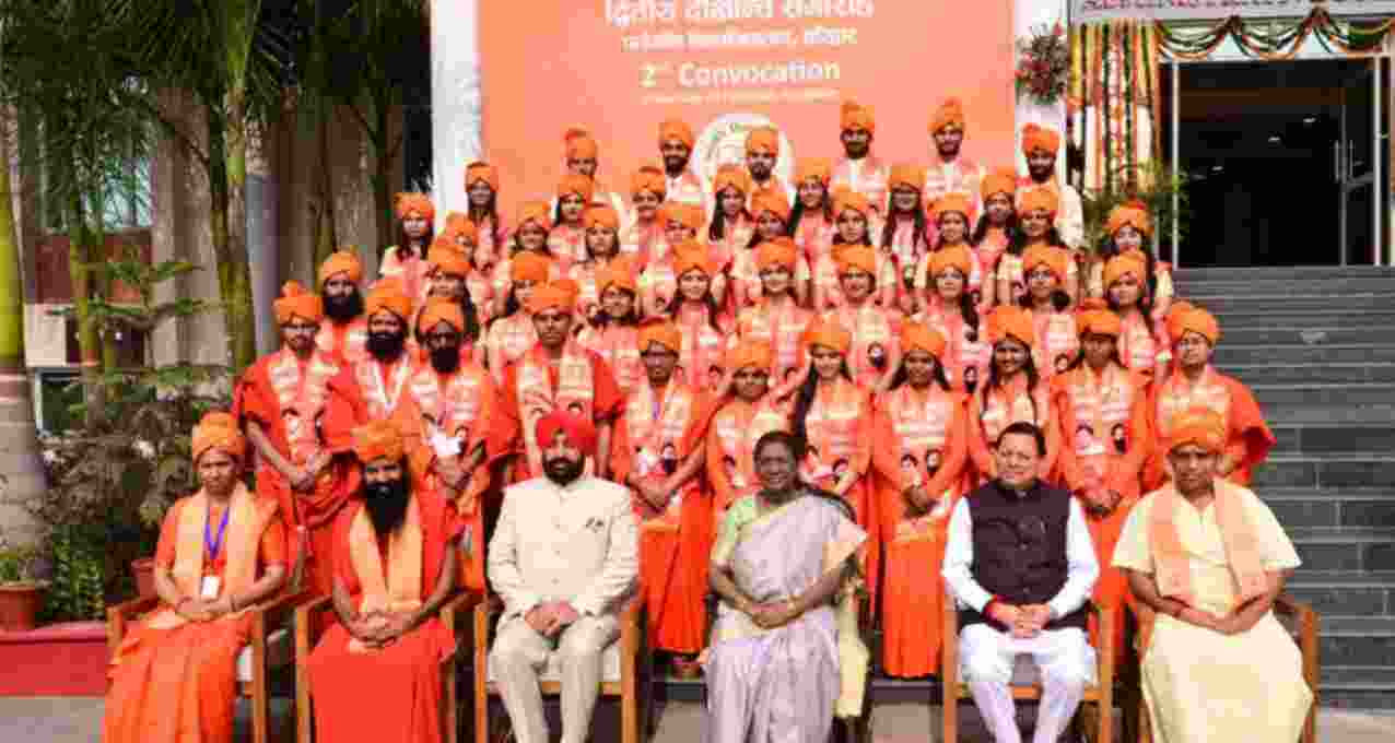 President Droupadi Murmu graced the second convocation ceremony of the University of Patanjali at Haridwar, Uttarakhand on Sunday. President Droupadi Murmu graced the second convocation ceremony of the University of Patanjali at Haridwar, Uttarakhand on Sunday.