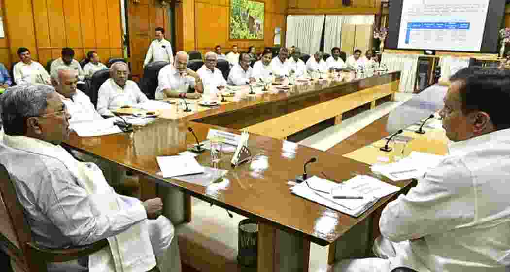 File photo of the Karnataka Cabinet in session, with Chief Minister Siddaramaiah present, discussing key policy decisions, including initiatives on space, IT, and the Local Economic Accelerator Programme (LEAP). File photo of the Karnataka Cabinet in session, with Chief Minister Siddaramaiah present, discussing key policy decisions, including initiatives on space, IT, and the Local Economic Accelerator Programme (LEAP).