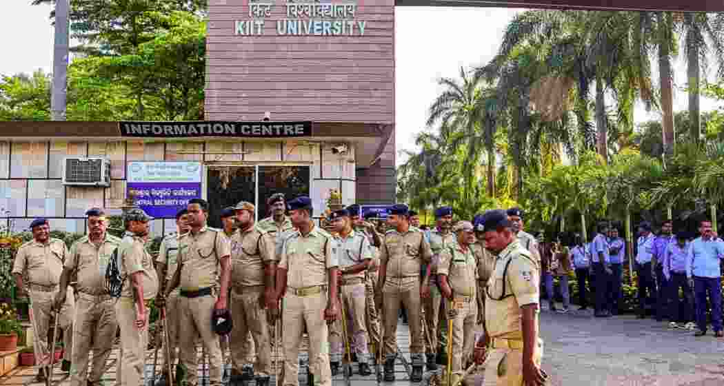 Police personnel keep vigil on KIIT campus in Bhubaneswar. (File photo) Police personnel keep vigil on KIIT campus in Bhubaneswar. (File photo)