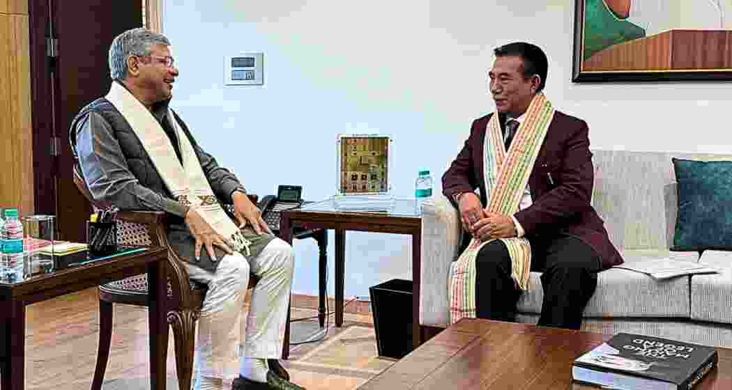 Mizoram CM Lalduhoma meets Railway Minister Ashwini Vaishnaw in New Delhi on Monday. Mizoram CM Lalduhoma meets Railway Minister Ashwini Vaishnaw in New Delhi on Monday.