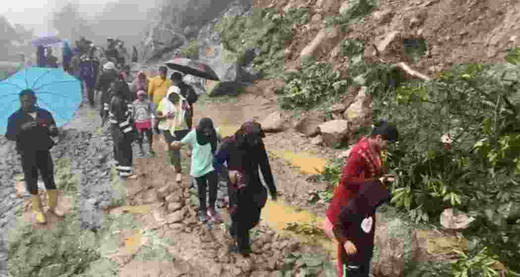 Tourists being evacuated from landslide-hit areas including Lachung and nearby regions of Mangan district in Sikkim. Tourists being evacuated from landslide-hit areas including Lachung and nearby regions of Mangan district in Sikkim.