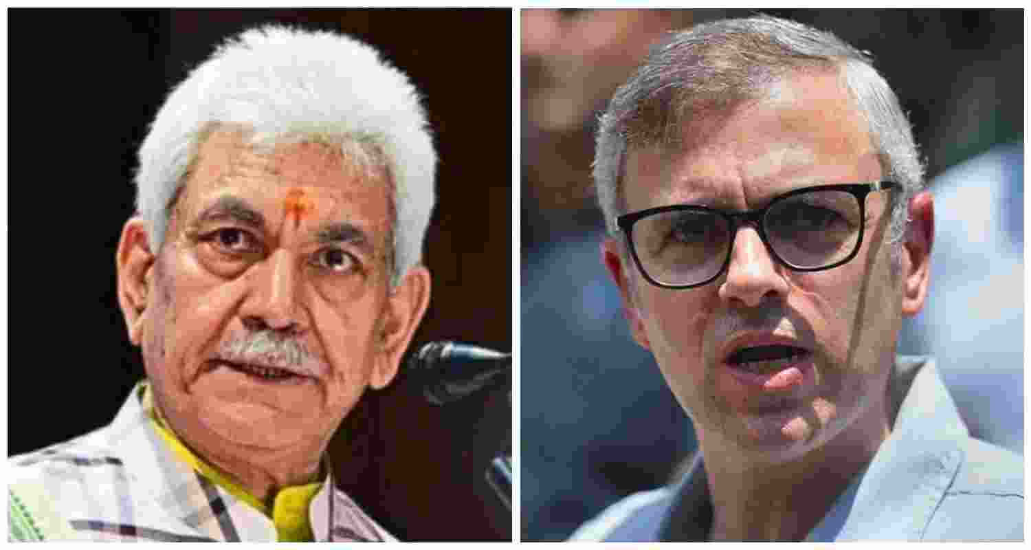 Jammu and Kashmir Lieutenant Governor Manoj Sinha (L), Chief Minister Omar Abdullah (R). Jammu and Kashmir Lieutenant Governor Manoj Sinha (L), Chief Minister Omar Abdullah (R).