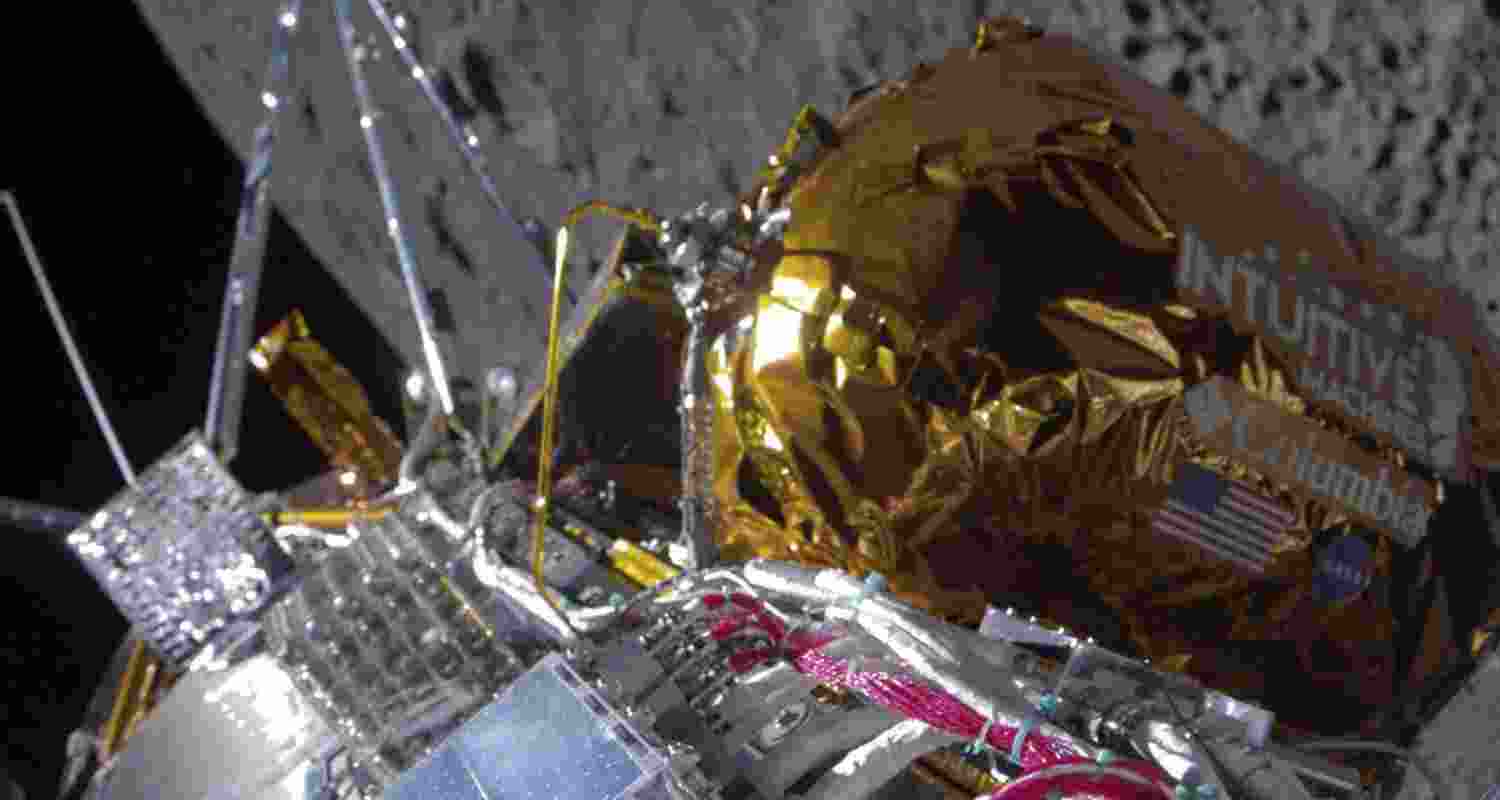 Lunar Lander Odysseus captured while floating in space. Lunar Lander Odysseus captured while floating in space.