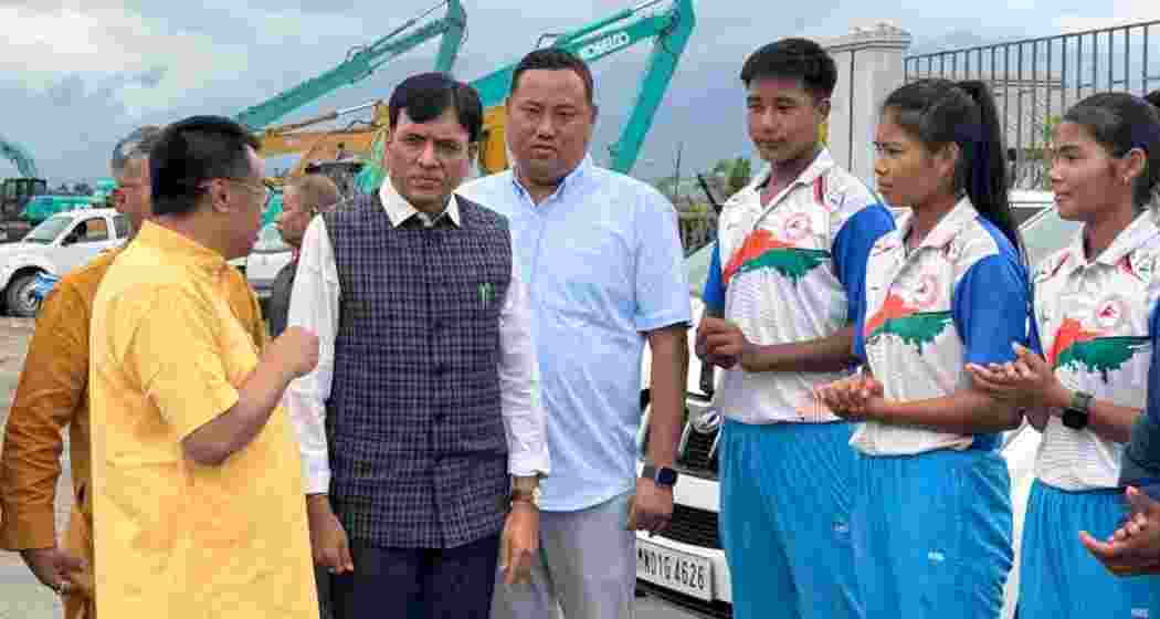 Union Minister Mansukh Mandaviya interacts with young athletes and state sports officials at the Regional Water Sports Complex in Takmu, Manipur, during his visit to discuss upgrades to sports infrastructure and support for local talent. Union Minister Mansukh Mandaviya interacts with young athletes and state sports officials at the Regional Water Sports Complex in Takmu, Manipur, during his visit to discuss upgrades to sports infrastructure and support for local talent.