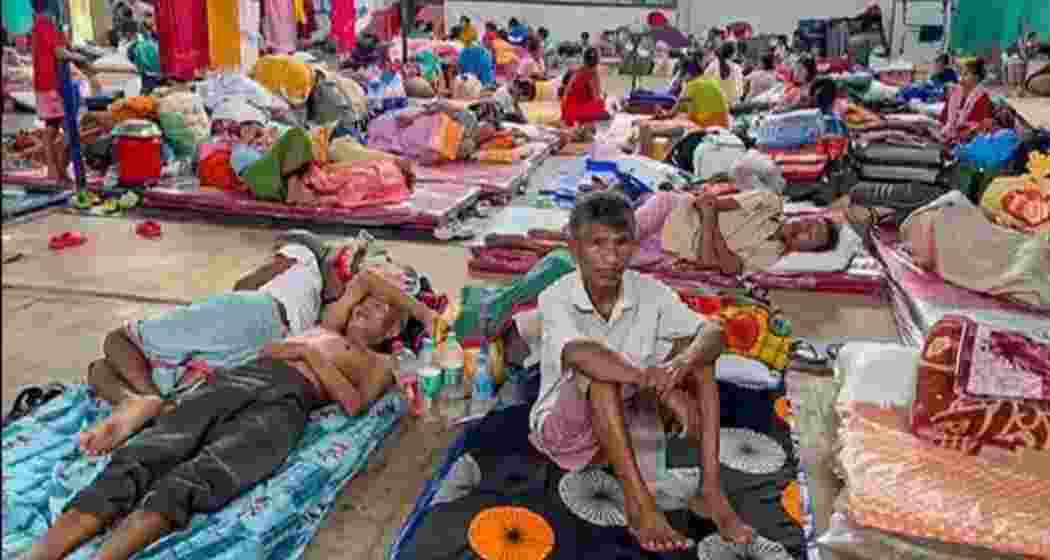 People at a relief camp in Manipur’s Jiribam district.  People at a relief camp in Manipur’s Jiribam district.