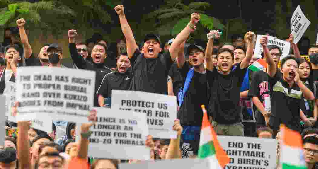Protestors in Manipur.  Protestors in Manipur.