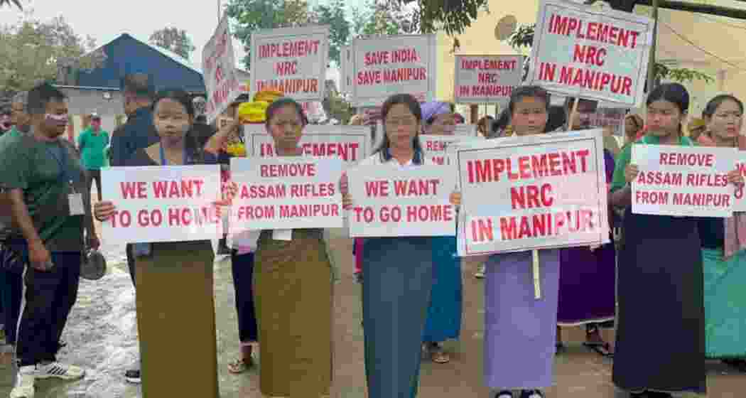 Internally displaced persons demonstrate in Imphal East, demanding rehabilitation and an end to ethnic violence in Manipur. Internally displaced persons demonstrate in Imphal East, demanding rehabilitation and an end to ethnic violence in Manipur.