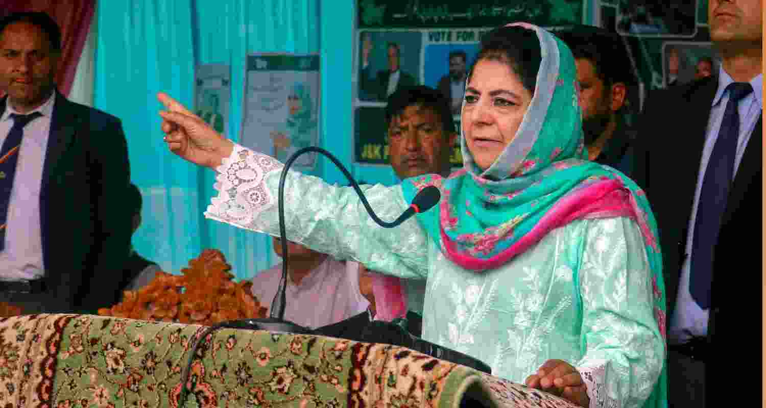 Mehbooba Mufti during an election campaign rally. File Photo. Mehbooba Mufti during an election campaign rally. File Photo.