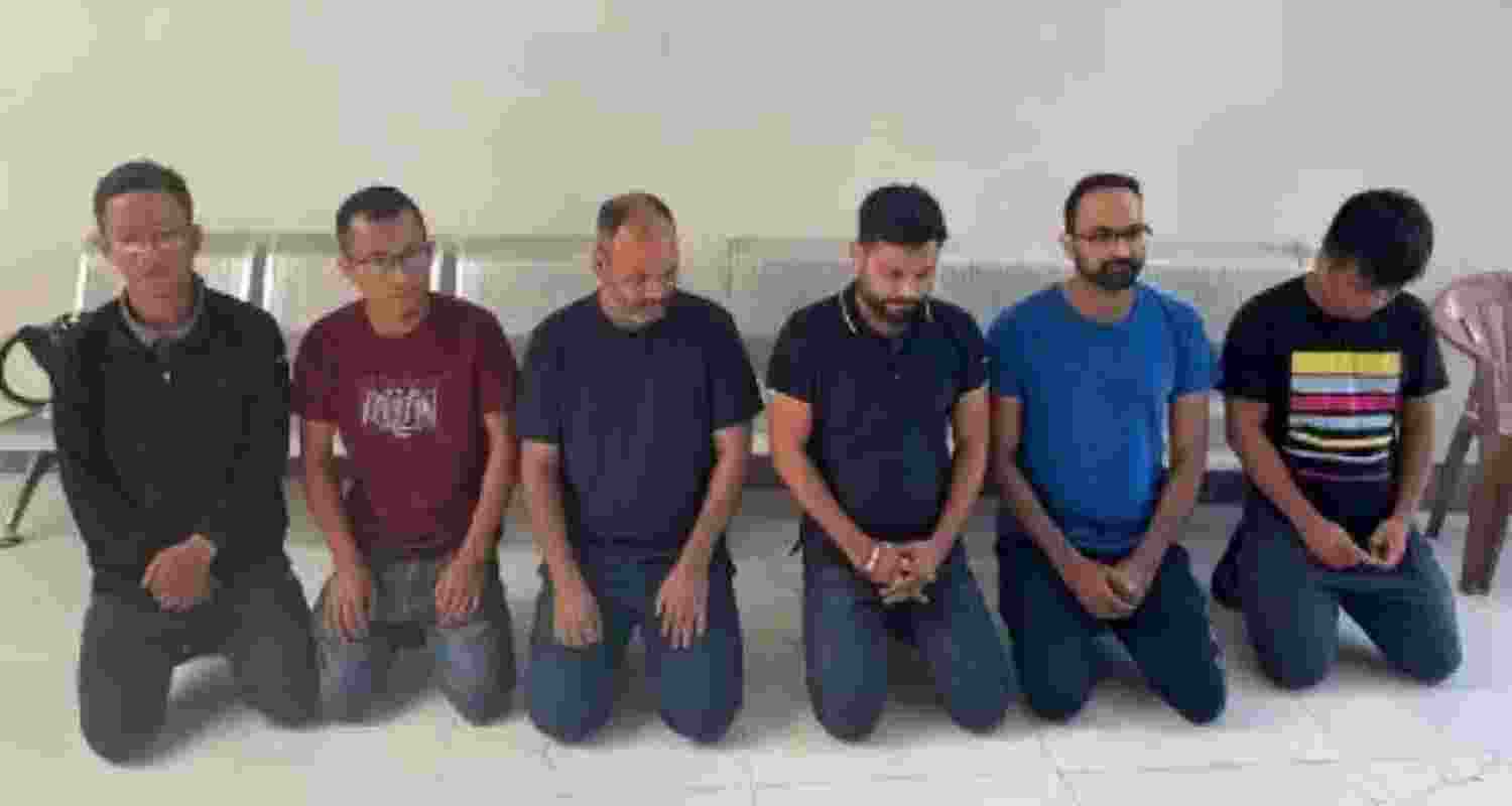 The accused after being held by the police. The accused after being held by the police.