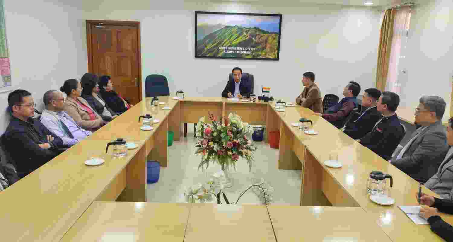 Chief Minister Pu Lalduhoma meeting NGO Coordination Committee leaders at his office on Saturday.  Chief Minister Pu Lalduhoma meeting NGO Coordination Committee leaders at his office on Saturday.