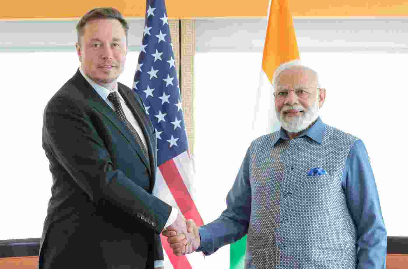 PM Modi and Elon Musk during a previous meeting. Image via PIB. PM Modi and Elon Musk during a previous meeting. Image via PIB.