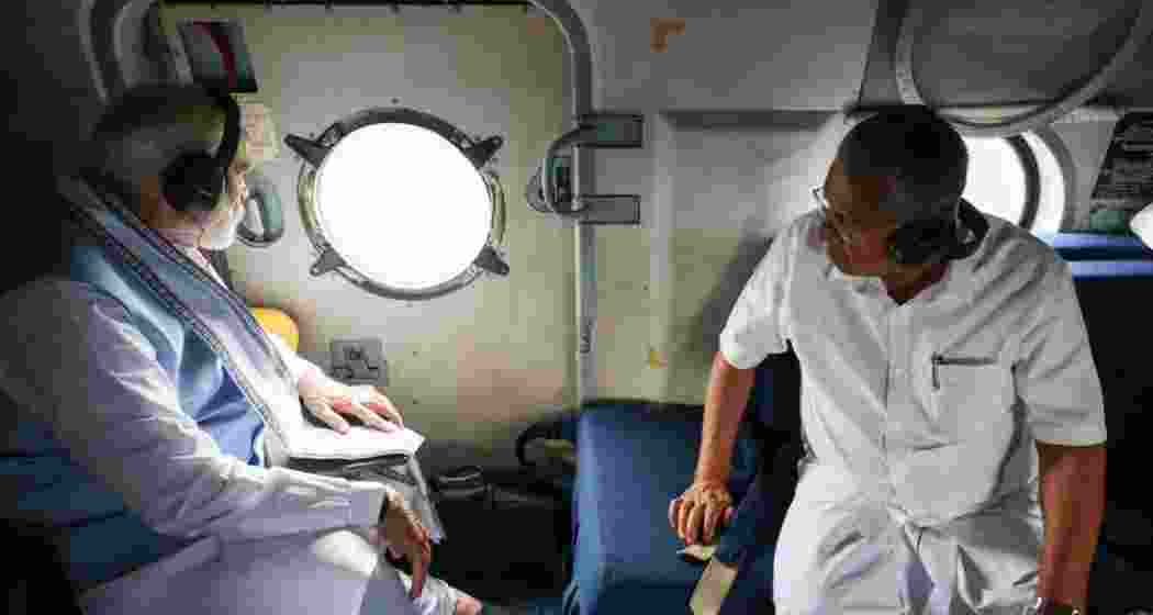 PM Modi conducts an aerial survey of disaster-hit areas in Wayanad, accompanied by Kerala Chief Minister Pinarayi Vijayan. PM Modi conducts an aerial survey of disaster-hit areas in Wayanad, accompanied by Kerala Chief Minister Pinarayi Vijayan.