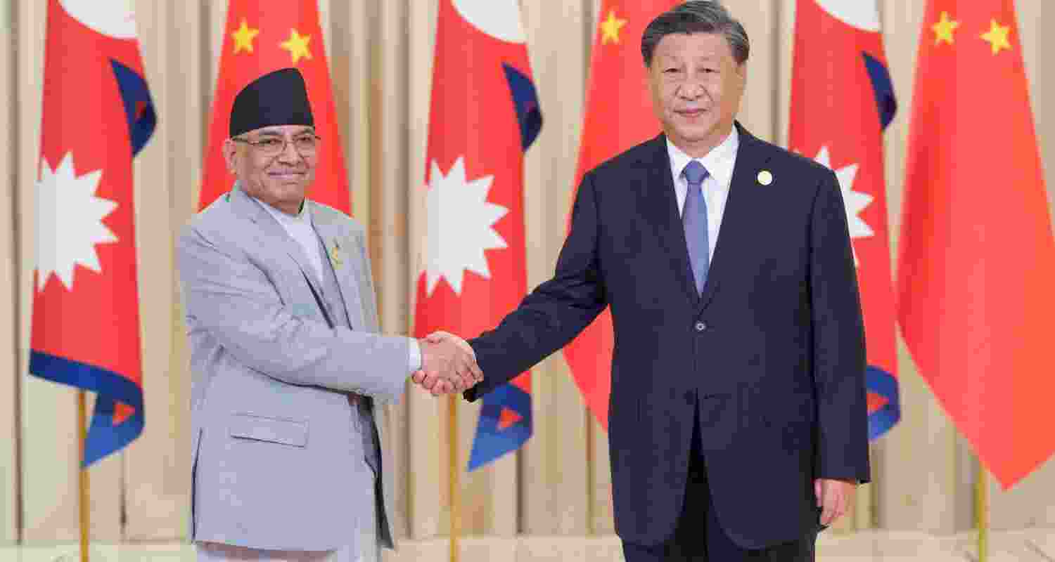 Nepal Prime Minister Pushpa Kamal Dahal along with Chinese President Xi Jinping.  Nepal Prime Minister Pushpa Kamal Dahal along with Chinese President Xi Jinping.