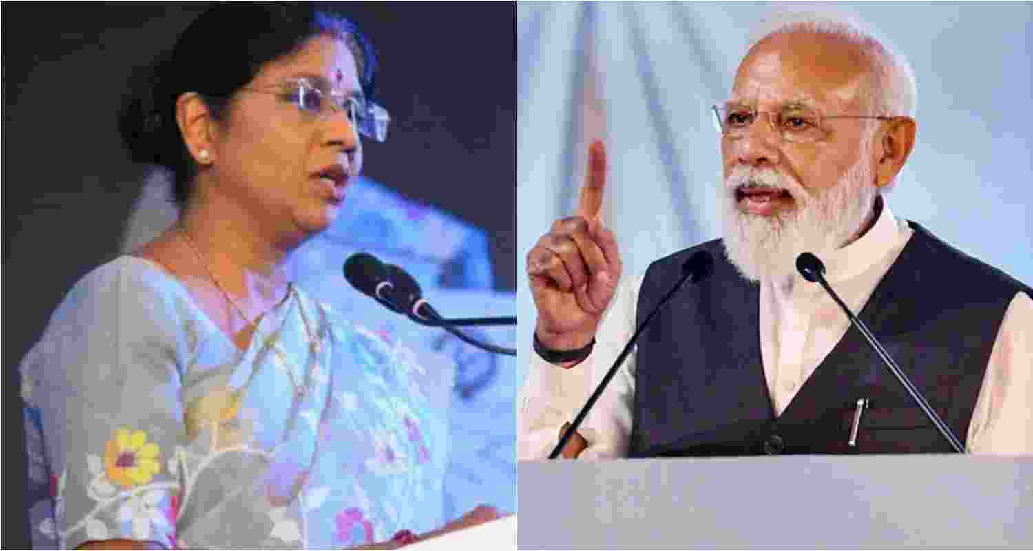 Senior TMC leader Shashi Panja (Left). Prime Minister Narendra Modi (Right). Senior TMC leader Shashi Panja (Left). Prime Minister Narendra Modi (Right).