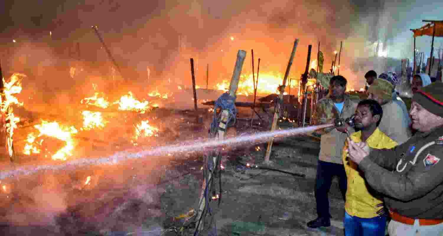 Fire at Magh Mela leaves three injured Fire at Magh Mela leaves three injured