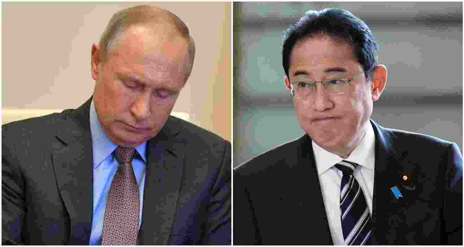Russian President Vladimir Putin (L), Japanese Prime Minister Fumio Kishida (R). Russian President Vladimir Putin (L), Japanese Prime Minister Fumio Kishida (R).