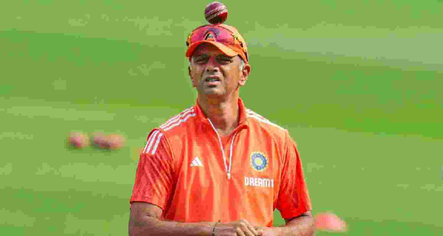 Rahul Dravid during the practice session.  Rahul Dravid during the practice session.
