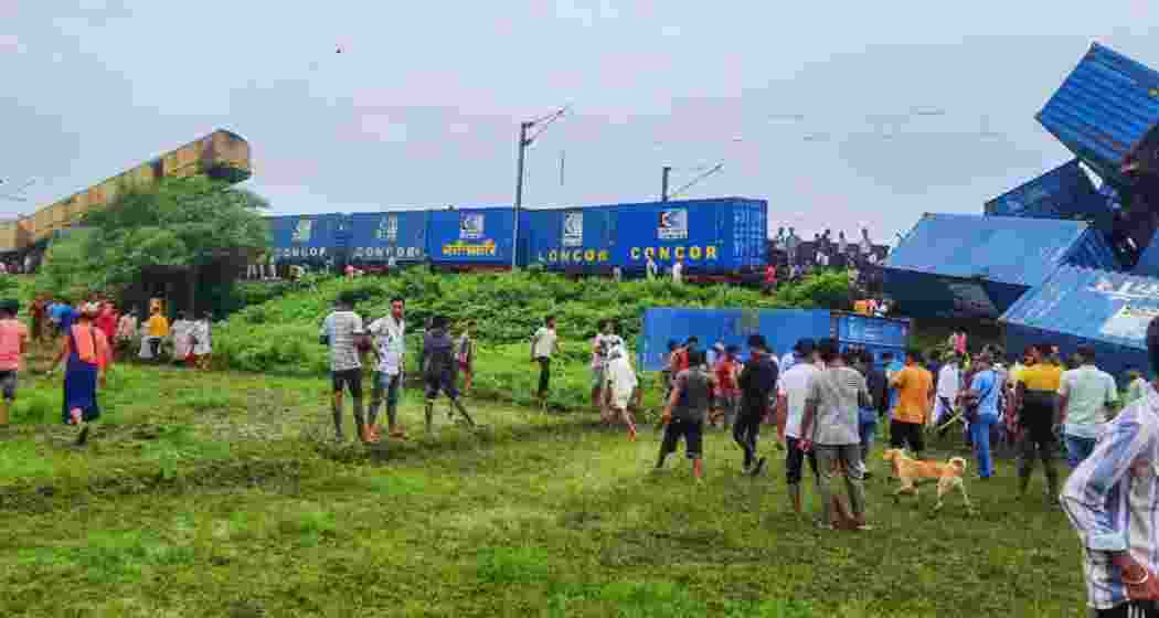 Rescue work underway after a collision between the Kanchanjungha Express and a goods train, near Rangapani railway station, on Monday, June 17, 2024. Rescue work underway after a collision between the Kanchanjungha Express and a goods train, near Rangapani railway station, on Monday, June 17, 2024.
