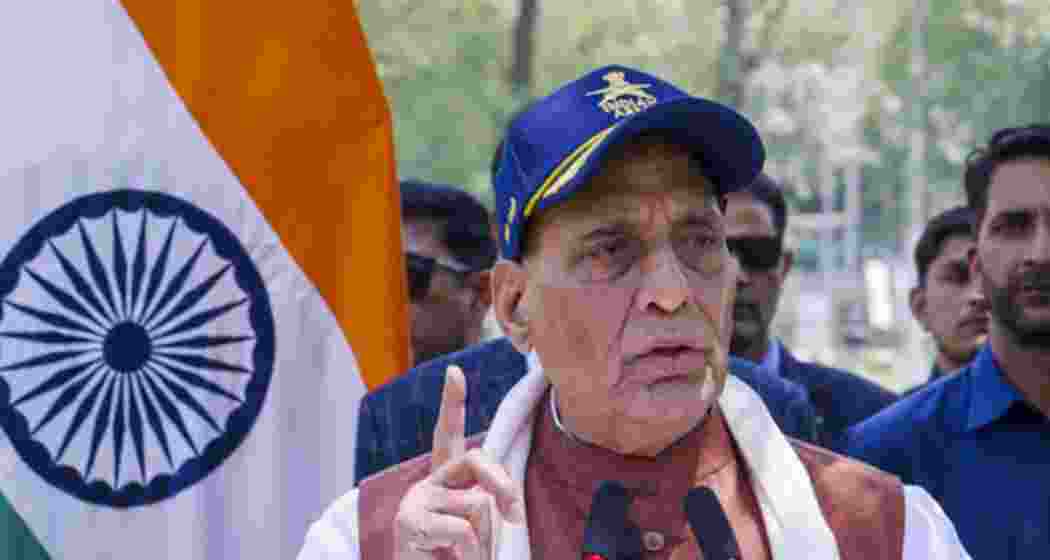 Defence Minister Rajnath Singh addressing the nation from the Bhuj Air Force Station on Friday.  Defence Minister Rajnath Singh addressing the nation from the Bhuj Air Force Station on Friday.