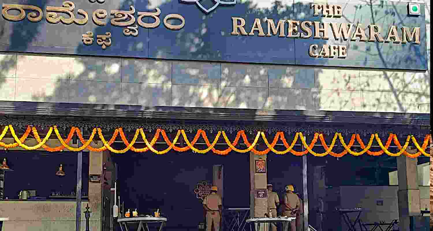Signs of the blast and destruction at Bengaluru's Rameshwaram Cafe. Signs of the blast and destruction at Bengaluru's Rameshwaram Cafe.