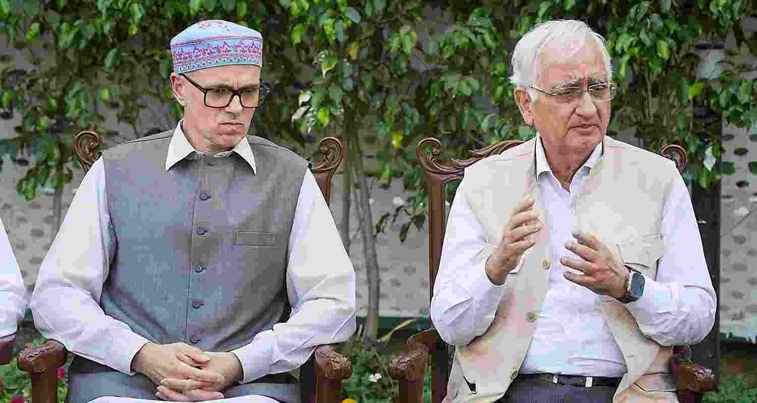 Omar Abdullah said the Congress would contest in Udhampur, Jammu and Ladakh Lok Sabha seats while the National Conference would field candidates in Anantnag, Srinagar and Baramulla. Omar Abdullah said the Congress would contest in Udhampur, Jammu and Ladakh Lok Sabha seats while the National Conference would field candidates in Anantnag, Srinagar and Baramulla.