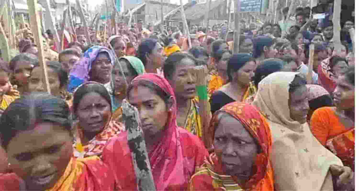 Sandeshkhali women protest. Sandeshkhali women protest.