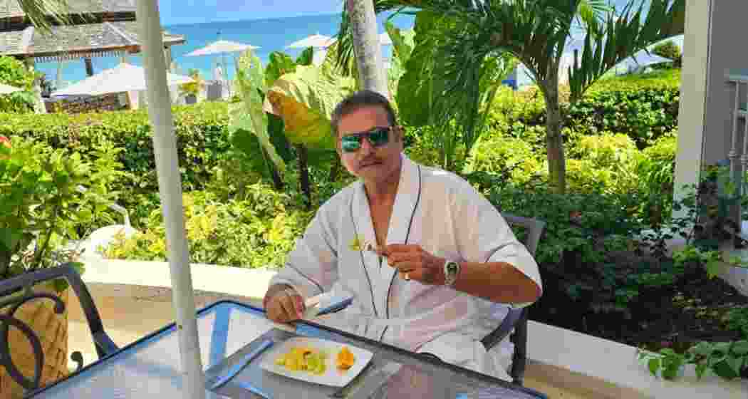 Former India cricketer and head coach Ravi Shastri enjoying breakfast at Antigua, in the Caribbean islands. Former India cricketer and head coach Ravi Shastri enjoying breakfast at Antigua, in the Caribbean islands.