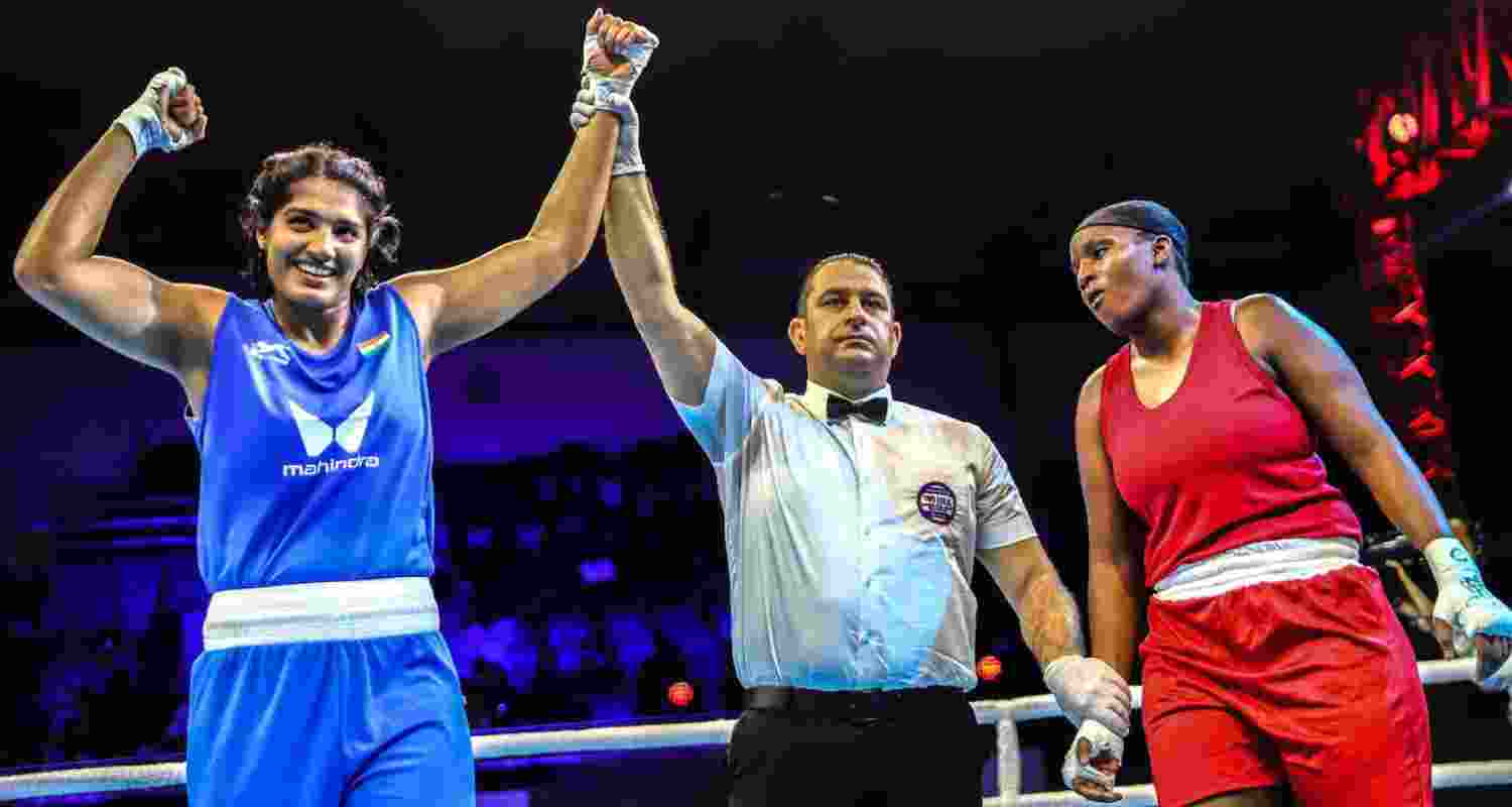 Nupur Sheoran started on a strong note, landing a sharp combination of punches early on. Nupur Sheoran started on a strong note, landing a sharp combination of punches early on.