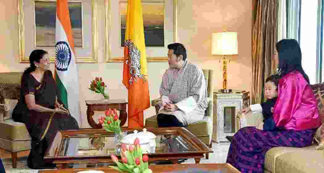 Finance Minister Nirmala Sitharaman with the King, Queen, and their child during her earlier visit to Thimphu, Bhutan. Finance Minister Nirmala Sitharaman with the King, Queen, and their child during her earlier visit to Thimphu, Bhutan.