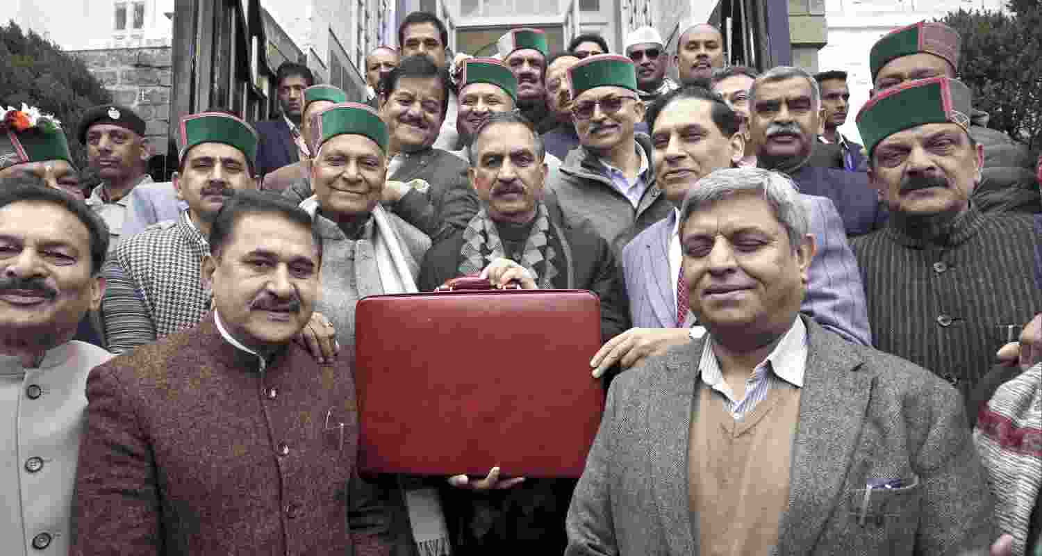 Himachal pradesh Chief Minister along with cabinet ministers outside of the Himachal assembly. Himachal pradesh Chief Minister along with cabinet ministers outside of the Himachal assembly.