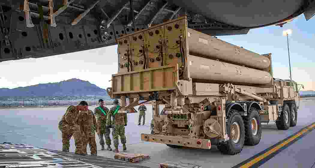 American troops unload a THAAD anti-missile system from a C-5M Super Galaxy aircraft at Israel’s Nevatim Airbase amid growing military threats from Iran. American troops unload a THAAD anti-missile system from a C-5M Super Galaxy aircraft at Israel’s Nevatim Airbase amid growing military threats from Iran.