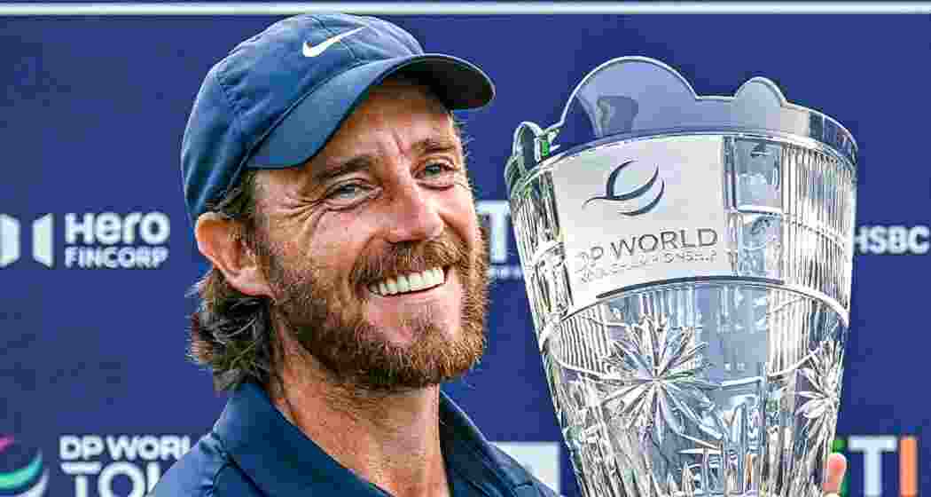 Tommy Fleetwood celebrates victory at the inaugural DP World India Championship at Delhi Golf Club. Tommy Fleetwood celebrates victory at the inaugural DP World India Championship at Delhi Golf Club.
