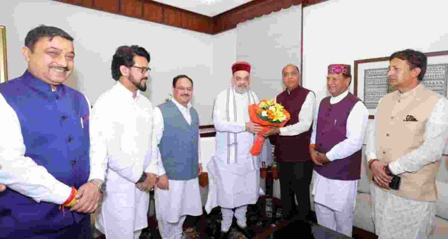 Union Health Minister JP Nadda, BJP MPs and MLAs from Himachal with Union Minister Amit Shah.
 Union Health Minister JP Nadda, BJP MPs and MLAs from Himachal with Union Minister Amit Shah.