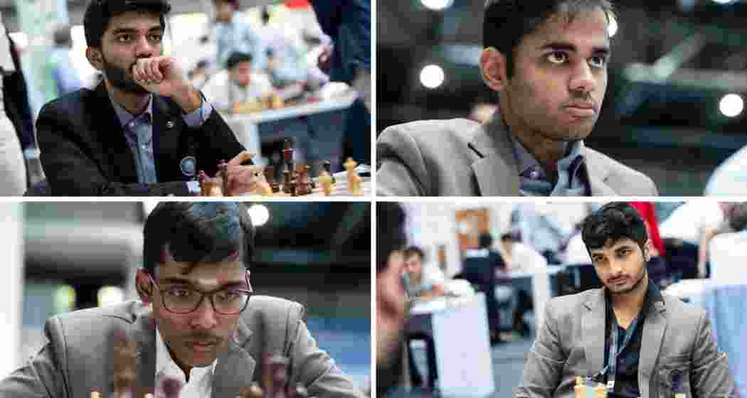 Clockwise: D Gukesh (won), Arjun Erigaisi (won), R Praggnanandhaa (drew), Vidit Gujrathi (won). Clockwise: D Gukesh (won), Arjun Erigaisi (won), R Praggnanandhaa (drew), Vidit Gujrathi (won).