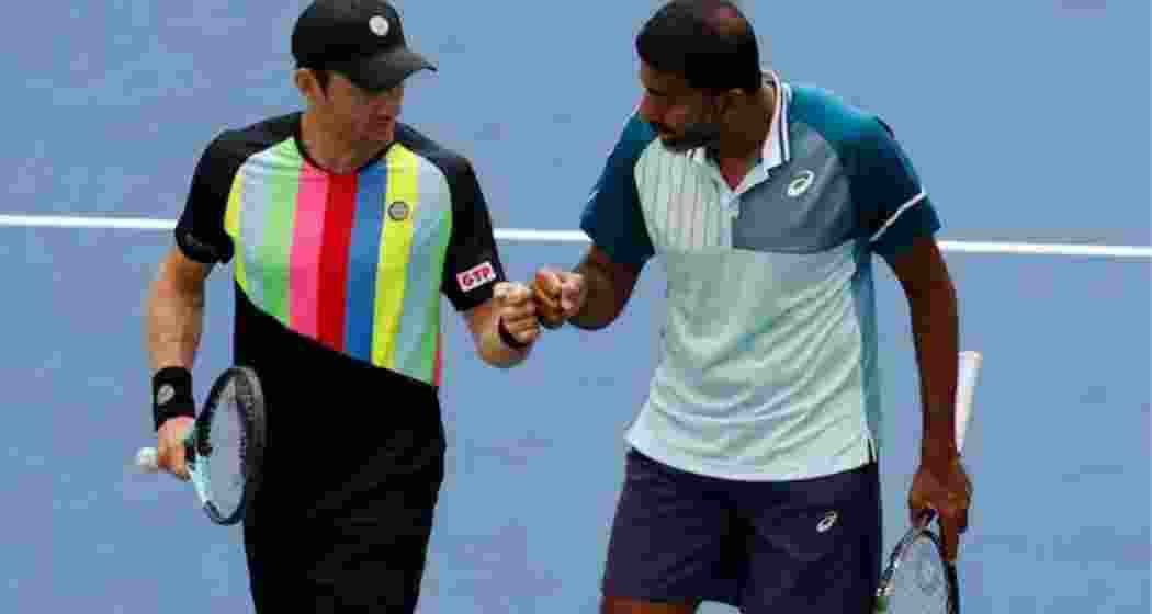 Australia's Mathew Ebden and Rohan Bopanna in their men's doubles match on Day 4 in the US Open.  Australia's Mathew Ebden and Rohan Bopanna in their men's doubles match on Day 4 in the US Open.