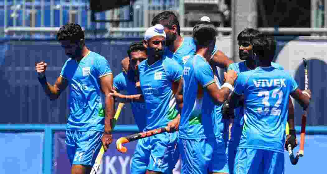 Rajkumar Pal and team after Pal scored a hattrick in India vs Malaysia match in Asian Champions Trophy. Image taken from X.  Rajkumar Pal and team after Pal scored a hattrick in India vs Malaysia match in Asian Champions Trophy. Image taken from X.