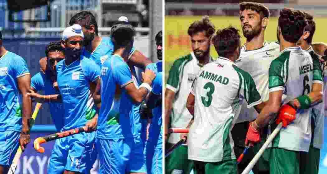 From left to right: Indian Hockey team and Pakistan Hockey team in their respective matches in the Asian hockey Champions Trophy. File Photo.  From left to right: Indian Hockey team and Pakistan Hockey team in their respective matches in the Asian hockey Champions Trophy. File Photo.