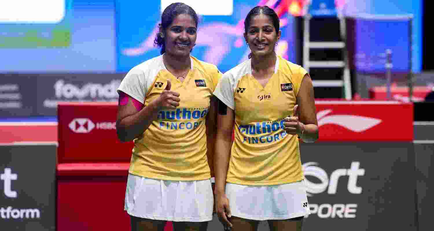 Treesa Jolly and Gayatri Gopichand. Image: X.  Treesa Jolly and Gayatri Gopichand. Image: X.