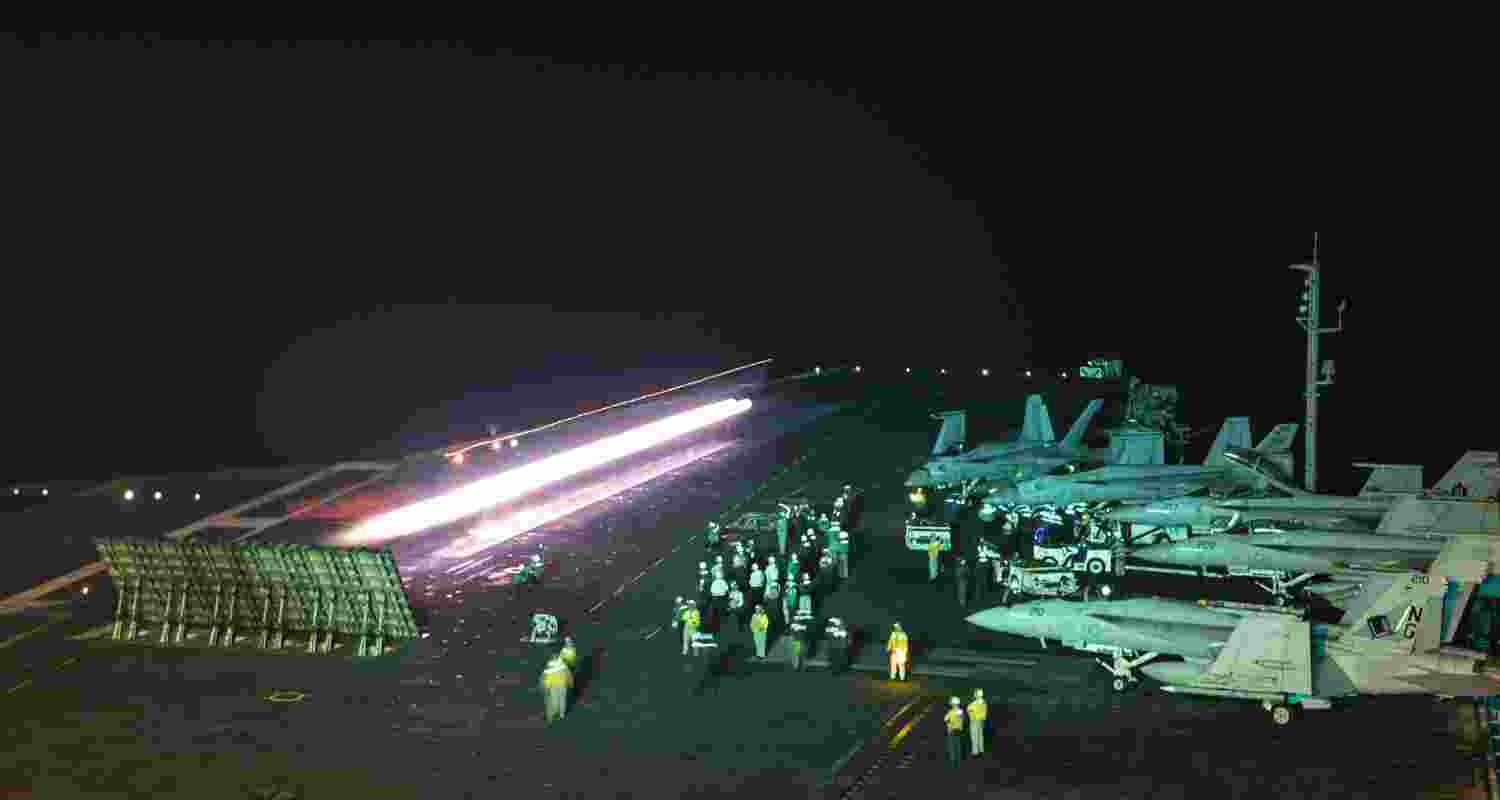 US Conducts Precision Strikes on Houthi Sites in Sana'a. Image - US Navy X. US Conducts Precision Strikes on Houthi Sites in Sana'a. Image - US Navy X.