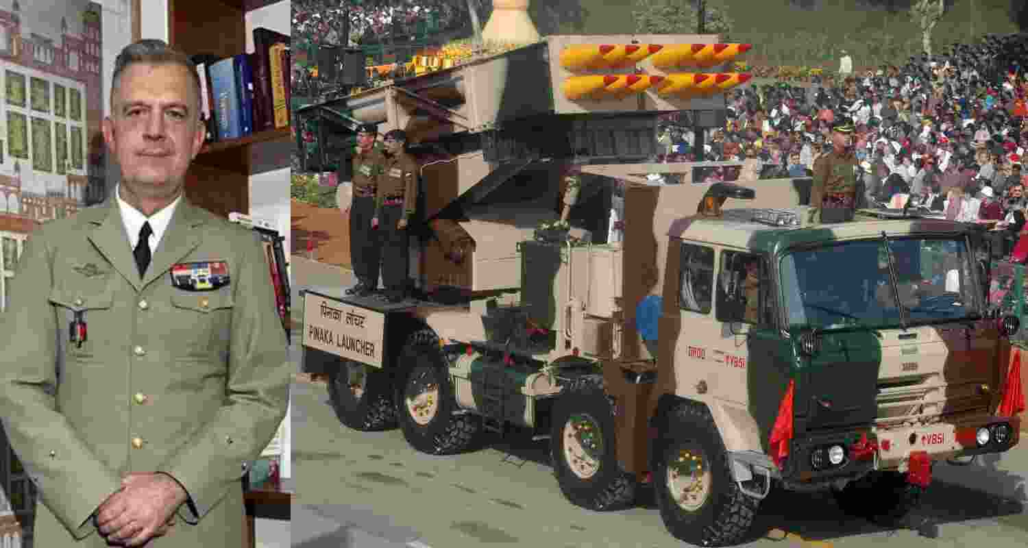 French Army’s Brigadier General Stephane Richou And Pinaka Rocket System India. French Army’s Brigadier General Stephane Richou And Pinaka Rocket System India.